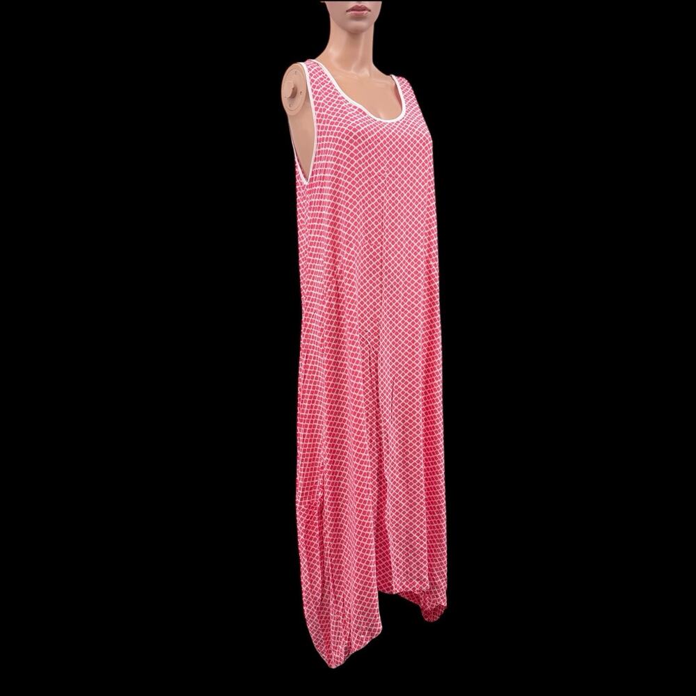 Hush Womens Pink Barrel Tank Dress Sz M/L Hi-Lo Rayon Resort Vacation Lagenlook